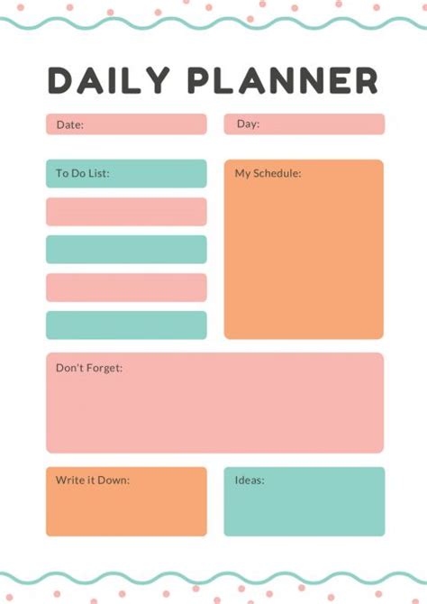 Colorful daily planner for goodnotes or print