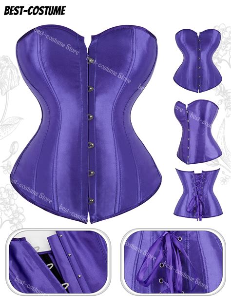Corset et bustier en satin doré pour femme corsage victorien bleu lingerie sexy grande taille