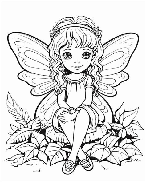 Premium Photo A Fairy Sitting On A Flower With Her Wings Open