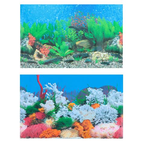 Double-Sided Aquarium Fish Tank Underwater Coral Background Sticker ...