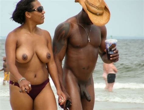 Naked Black Couple At The Beach Cumception