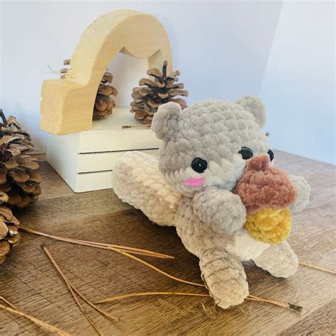 Chunky Squirrel With Acorn Finished Crochet Amigurumi Handmade Etsy