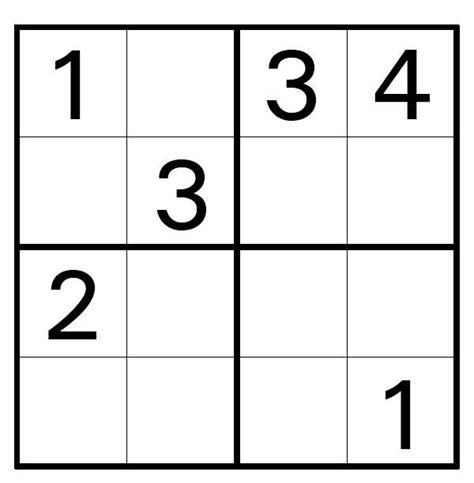 Судоку для детей 2х2 клетки
