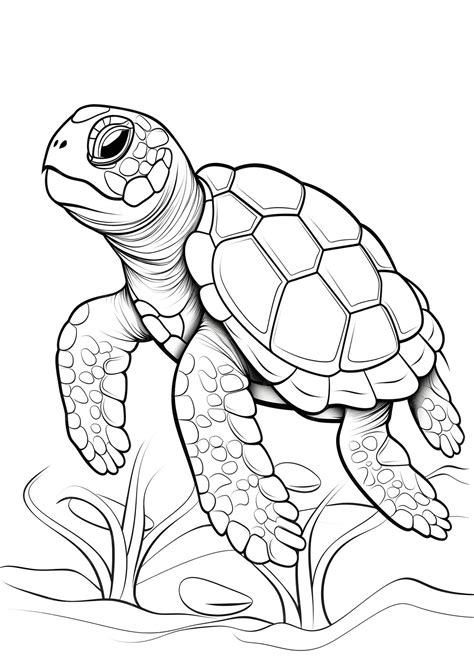 Premium Photo | Turtle Coloring Page Turtle Line Art coloring page ...