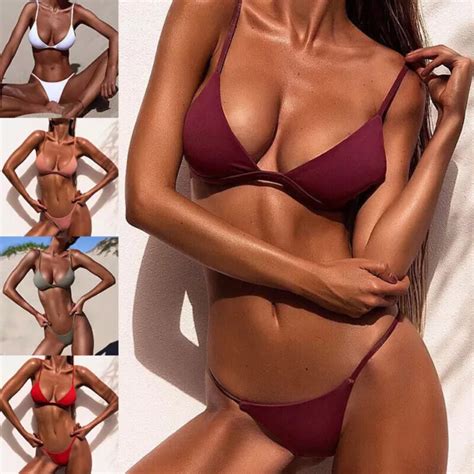 DAMEN SEXY BIKINI Set Push Up BH Tanga Badeanzug Schwimmanzug Strand Bademode EUR 12 32