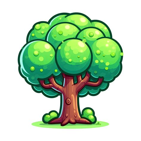 Ai Generated Tree With Green Leaves Cartoon Of Tree On Transparent