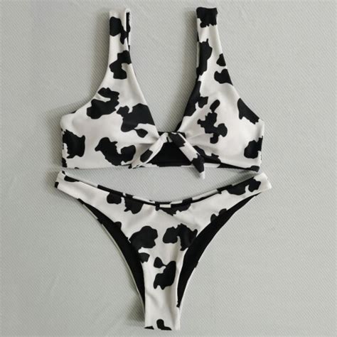 Sexy Swimwear Women Cow Print Bikini Set Push Up Bikinis Brazilian Swim Beachwear Fitness