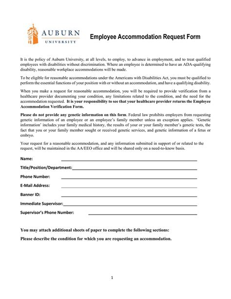 Employee Accommodation Request Form