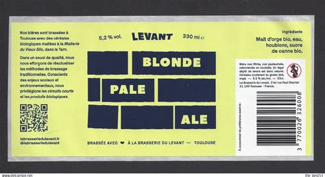 Bier Etiquette De Bi Re Blonde Pale Ale Brasserie Du Levant Toulouse