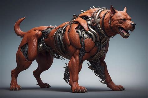 Premium Photo Big Muscly Hell Dog Beast Masculine Generative Ai