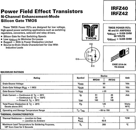 IRFZ40 Datasheet PDF - Motorola => Freescale