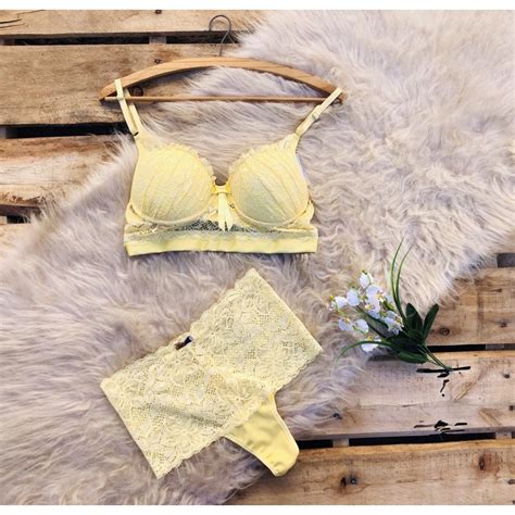 Conjunto De Lingerie Amarelo M Shopee Brasil
