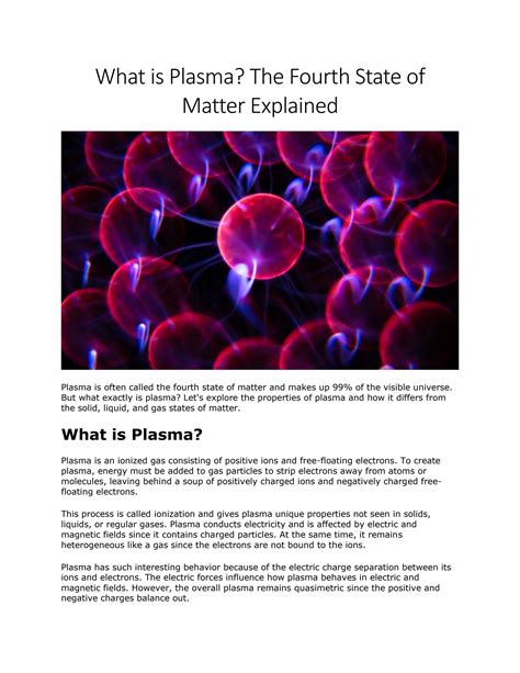 What Is Plasma The Fourth State Of Matter Explained By Sanjoy1992 Issuu