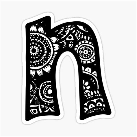 N Doodle Letter Sticker For Sale By Emmybdesigns Redbubble