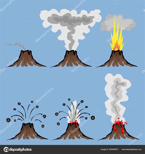 Vector Illustration Volcanoes Set Stock Vector By ©designpicsinc 683046670