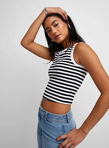 Striped Ribbed Cropped Cami Jjxx Simons