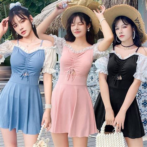 Swimsuit Female Hot Spring One Piece Conservative Slimmer Look Korean Student Small Breast Cover