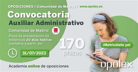 Convocatoria Auxiliar Administrativo Comunidad de Madrid - Opolex 