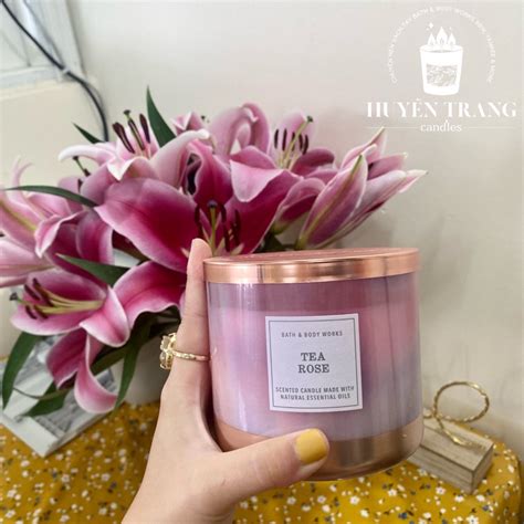 Nến thơm bấc Bath Body Works BBW mùi Tea rose gr Shopee Việt Nam