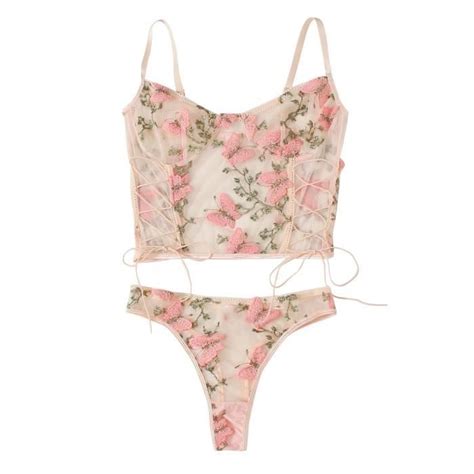 Sexy G String Fleurs Broderie Bralette Dentelle Soutien Gorge Bustier Lingerie String L