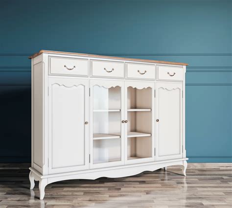Комод-витрина "leontina" (Etg-home) бежевый береза 160x120x42 см. 94827 ...