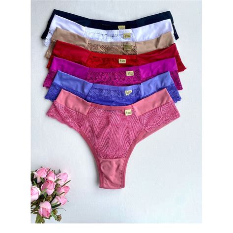 Kit C 5 Calcinha Plus Size Fio Duplo Lateral Dupla C Renda Lingerie