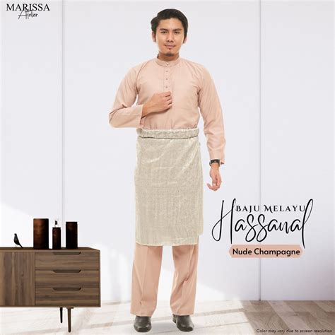 Ready Stock Baju Melayu Hassanal Nude Champagne Pastel Baju Melayu Moden Japanese Cotton Regular