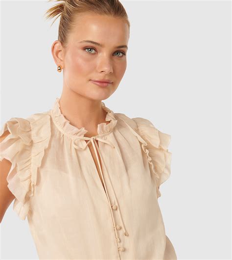 Buy Forever New SELENE Ruffled Tie Up Neck Top In Nude 6thStreet Kuwait
