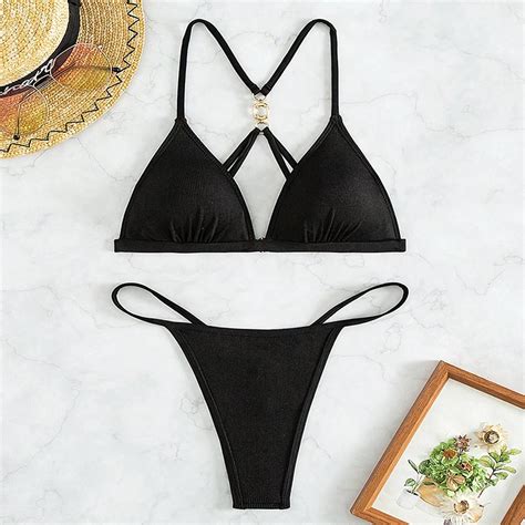 2023 Sexy Woman Bikini Swimsuit Girls Simple Fashion Bathing Suit Swimwear Beachwear Buy