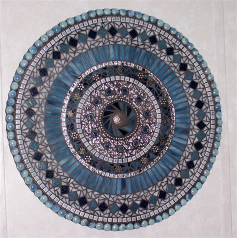 Mosaic Wall Art Mixed Media/Stained Glass Blue and Silver