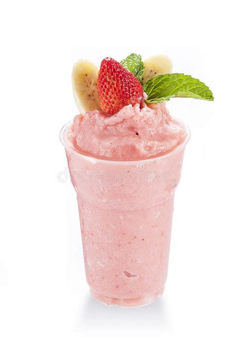 Fresh Organic Pink Smoothie with Banana and Strawberry, Detox and Healthy Food. Stock Photo ...