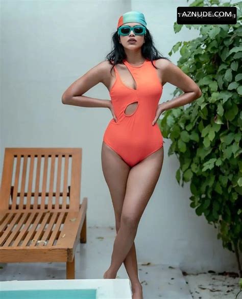 Amala Paul Sexy Poses Showing Off Her Hot Body Wearing A One Piece Swimsuit Aznude