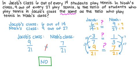 Question Video Determining Whether Two Ratios Are Equal Or Not Nagwa