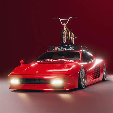 “rosie” The Stanced Ferrari Testarossa Is An Exotic With Roof Rack And Trick Bike Autoevolution