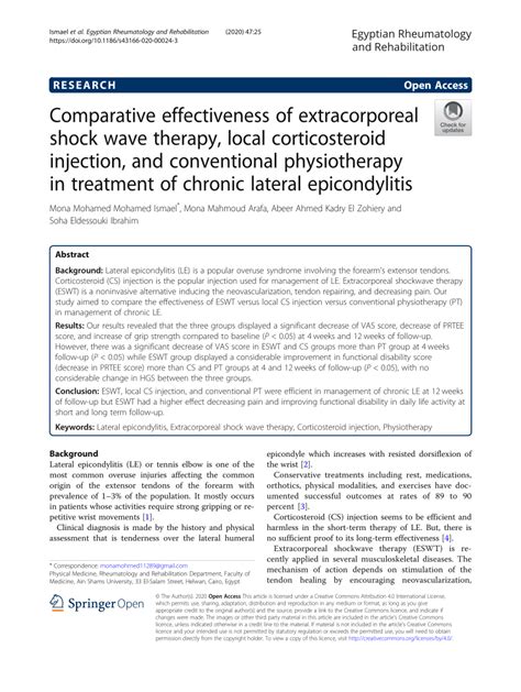 PDF Comparative Effectiveness Of Extracorporeal Shock Wave Therapy