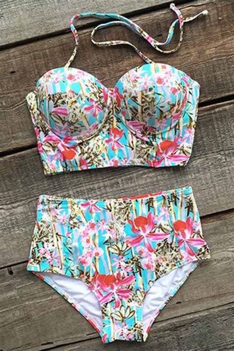 Fully Grown Floral High Waisted Bikini Set