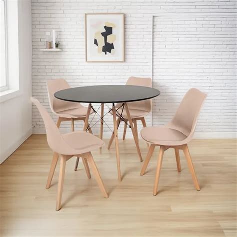 Kit Mesa Jantar Eiffel Cm Preta Cadeiras Leda Nude Mercadolivre