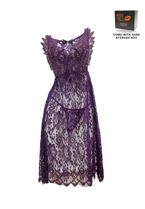 Buy Kiss Tell Premium Aeris Lingerie Corset Night Gown Nighties Butterfly In Purple