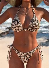 Rotita Tie Red Striped Patchwork Bikini Set