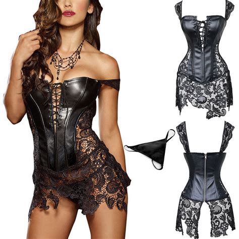 Womens Black Waist Training Corset Steampunk Gothic Basque Bustier Lingerie Top EBay