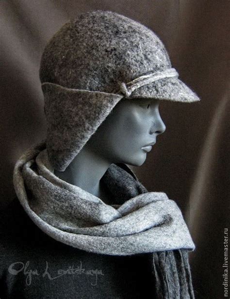 Купить Красивая удобнвя теплая шерстяная валяная шапка-ушанка серая ...
