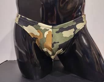 Jungle Fever Men S Swim Bikini Brief Half Back Cheeky Thong By Rayze Formerly Nutshack Etsy