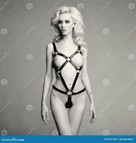Nude Elegant Woman In Leather Swordbelt Stock Image Image Of Lady Blonde