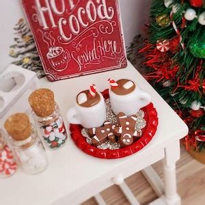 Miniature Hot Cocoa And Cookies Dollhouse Hot Chocolate And Toppings Dollhouse Christmas
