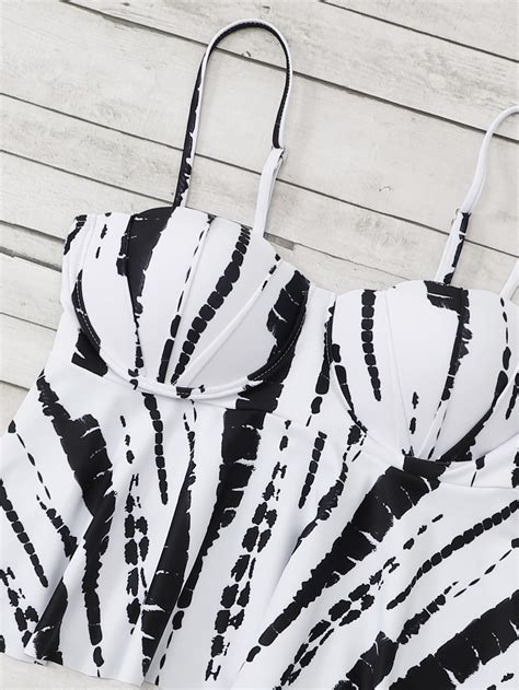 SHEIN Swim Vcay Tie Dye Peplum Push Up Underwire Bikini Swimsuit SHEIN USA