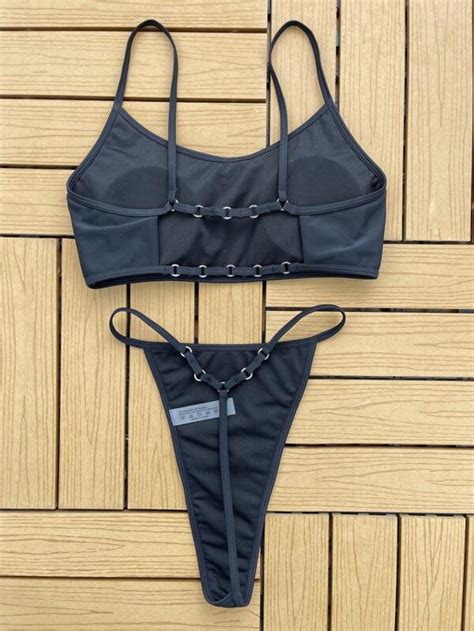 SHEIN SXY Solid Backless Bikini Swimsuit SHEIN UK