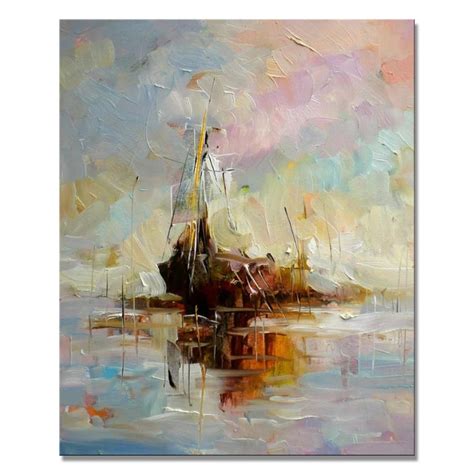 Modern Abstract Boat Oil Painting For Home Decor Wall Art On Canvas ...