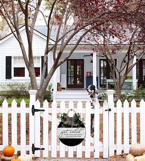 SLIYIYoo Letrero Get Naked Door para puerta delantera letrero redondo de madera rústica para