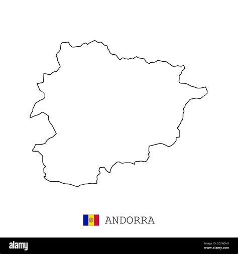 Andorra Map Line Linear Thin Vector Simpl Outline E And Flag Black On