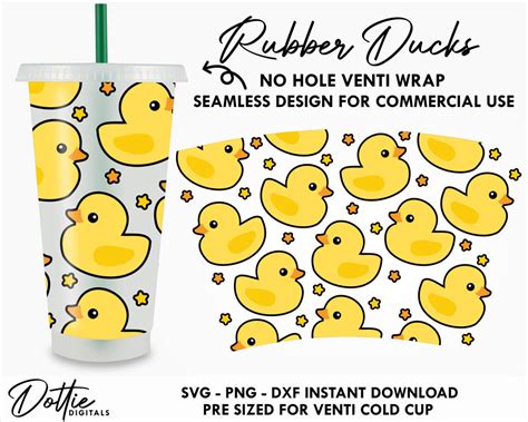 Dottie Digitals Rubber Ducks Starbucks Cold Cup No Hole Svg Png Dxf